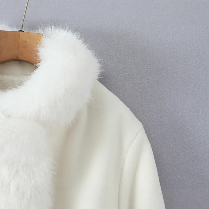 Ladies elegant short jacket with faux fur trim Lune London