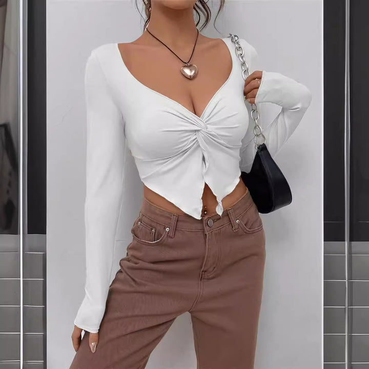 Fitted long sleeve shirt for women with a trendy knot detail Lune London