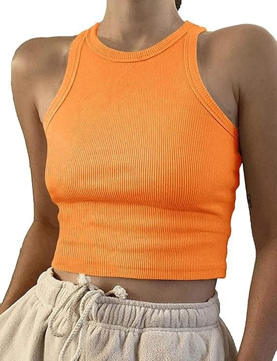 Women's sporty crop top with elastic rib design Lune London