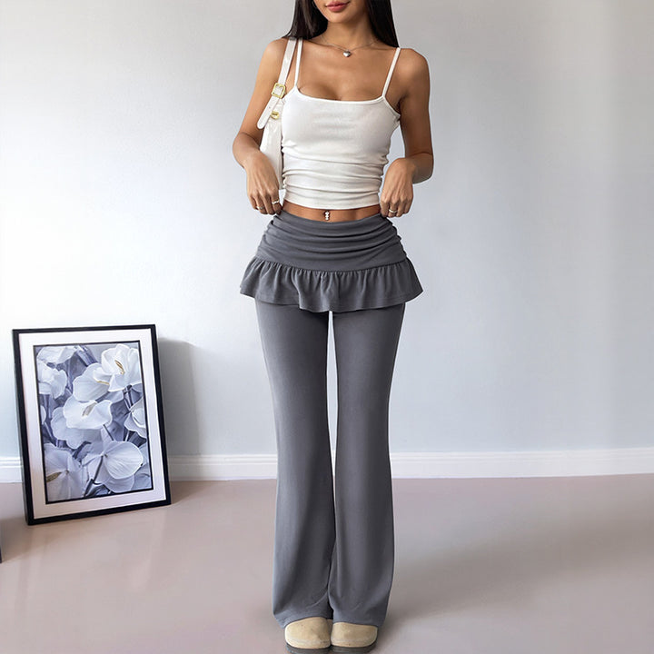 Women's leisure trousers with a frill belt and wide leg Lune London
