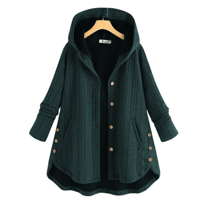 Veste à capuche décontractée pour femmes avec fermeture à boutons et poches Chic & Stil