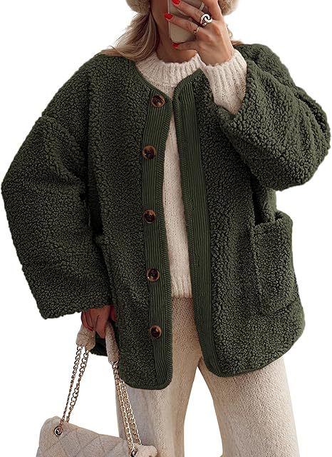 Ladies cozy fleece jacket with Moon London button details