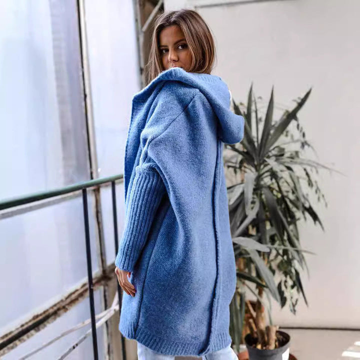 Women's Cozy Cardigan with Hood and Open Cut Lune London