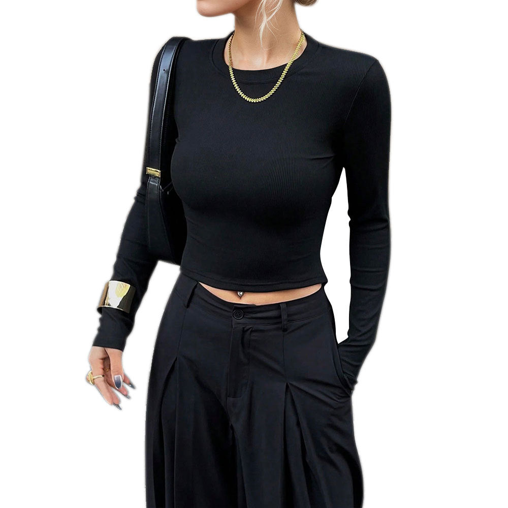 Chemise à manches longues pour femme avec une élégante structure côtelée et une coupe ajustée Chic & Stil
