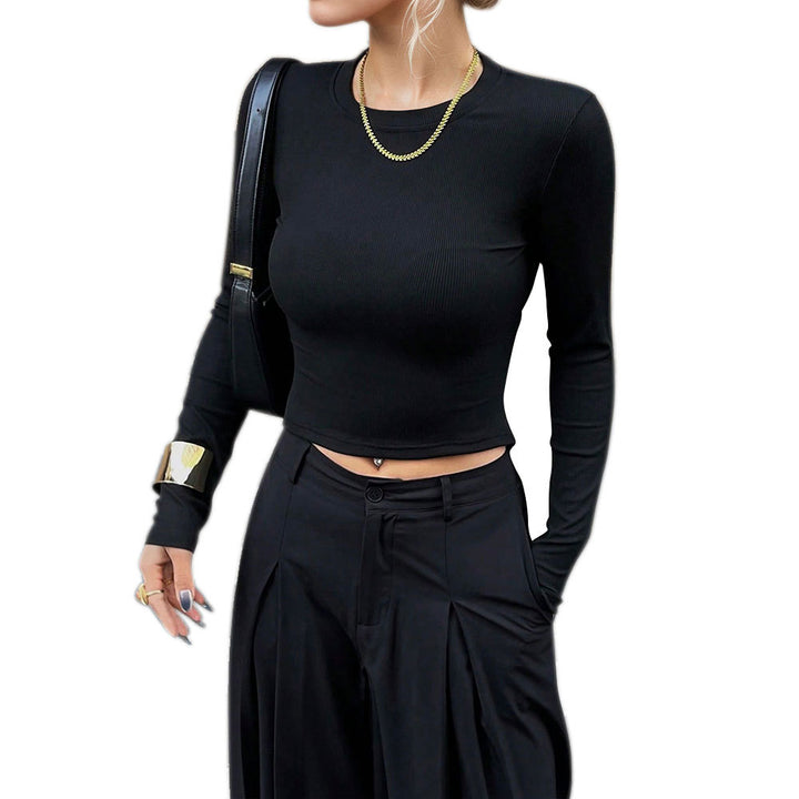 Chemise à manches longues pour femme avec une élégante structure côtelée et une coupe ajustée Chic & Stil