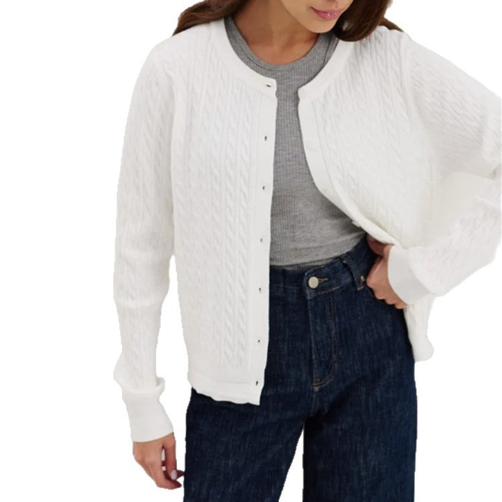 Women's knit jacket with a fine cable pattern and trendy buttons Lune London