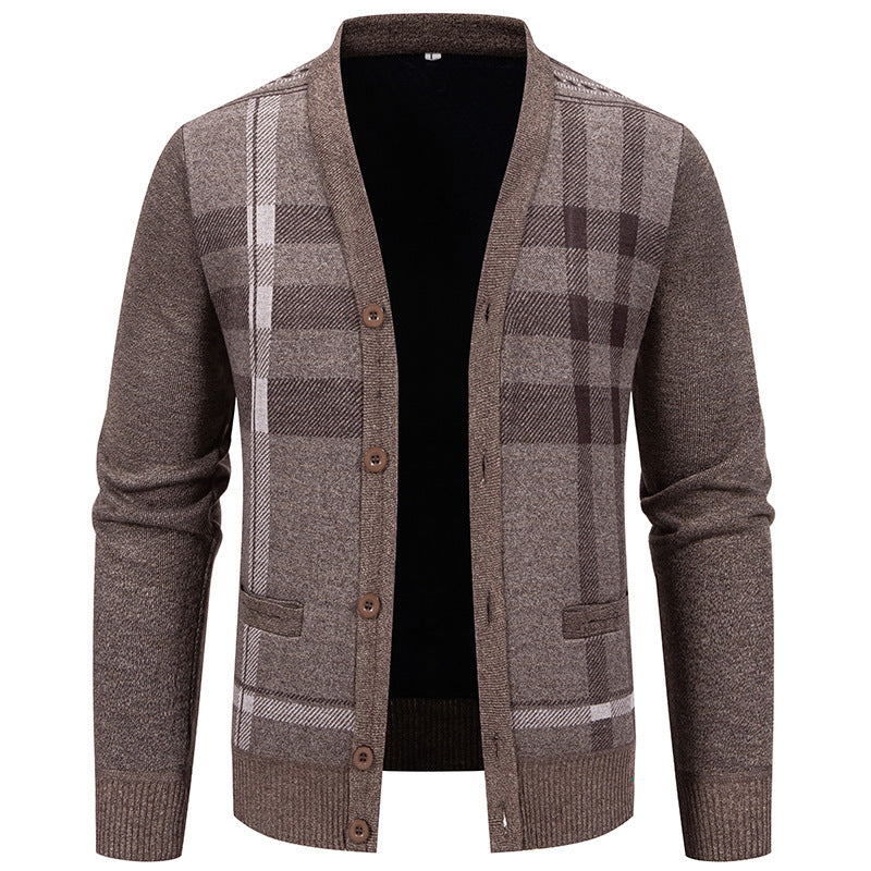 Men's knit jacket with an elegant checkered pattern from Lune London