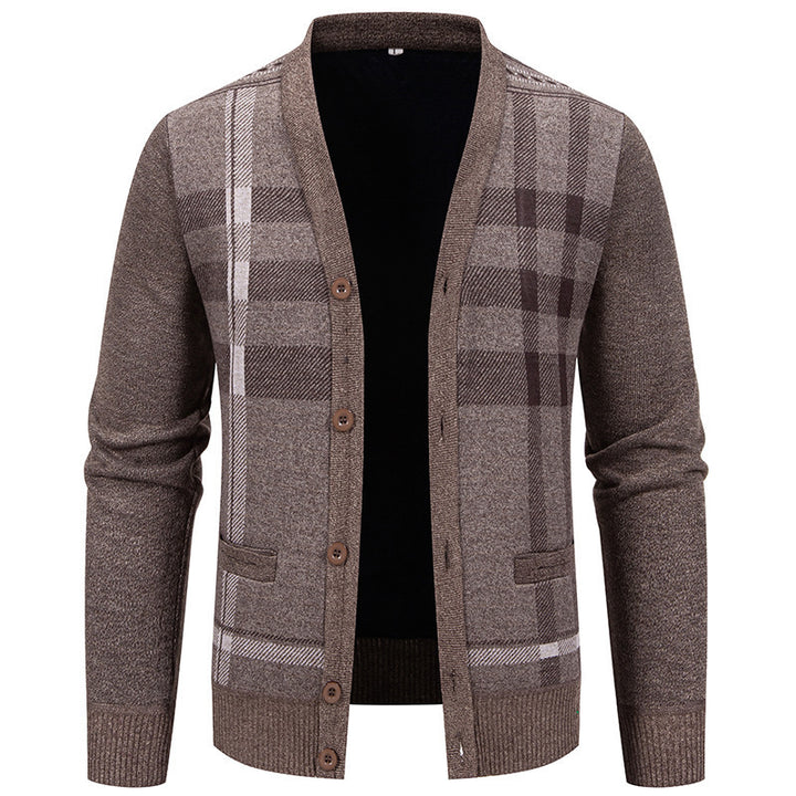 Men's knit jacket with an elegant checkered pattern from Lune London