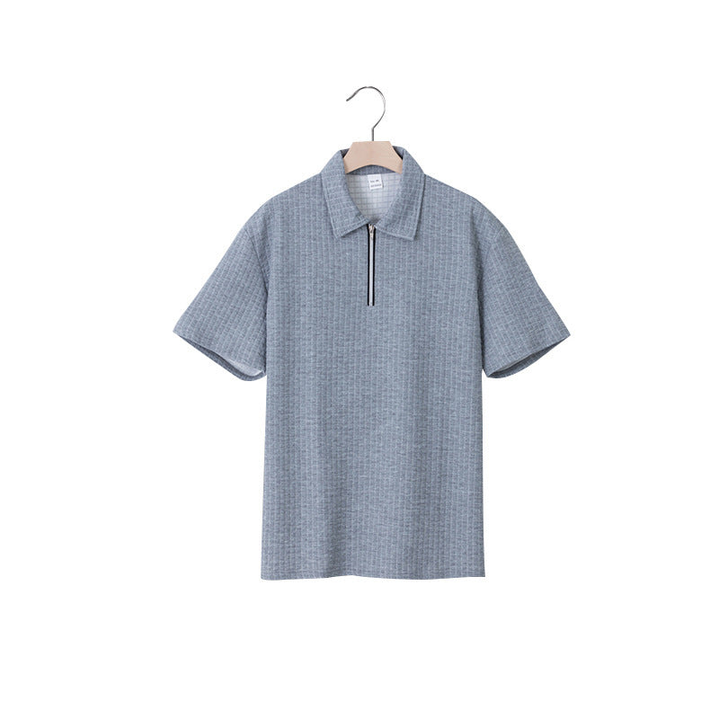 Short sleeve men's polo with modern zipper closure and structured design Lune London