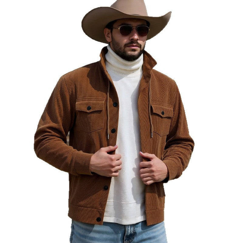 Men's cord jacket with practical chest pockets and drawstring Chic and style