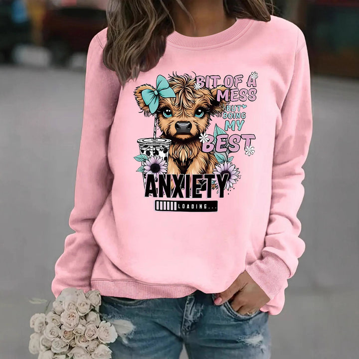 Sweatshirt pour femmes avec un design de chien créatif et une typographie inspirante Chic & Stil