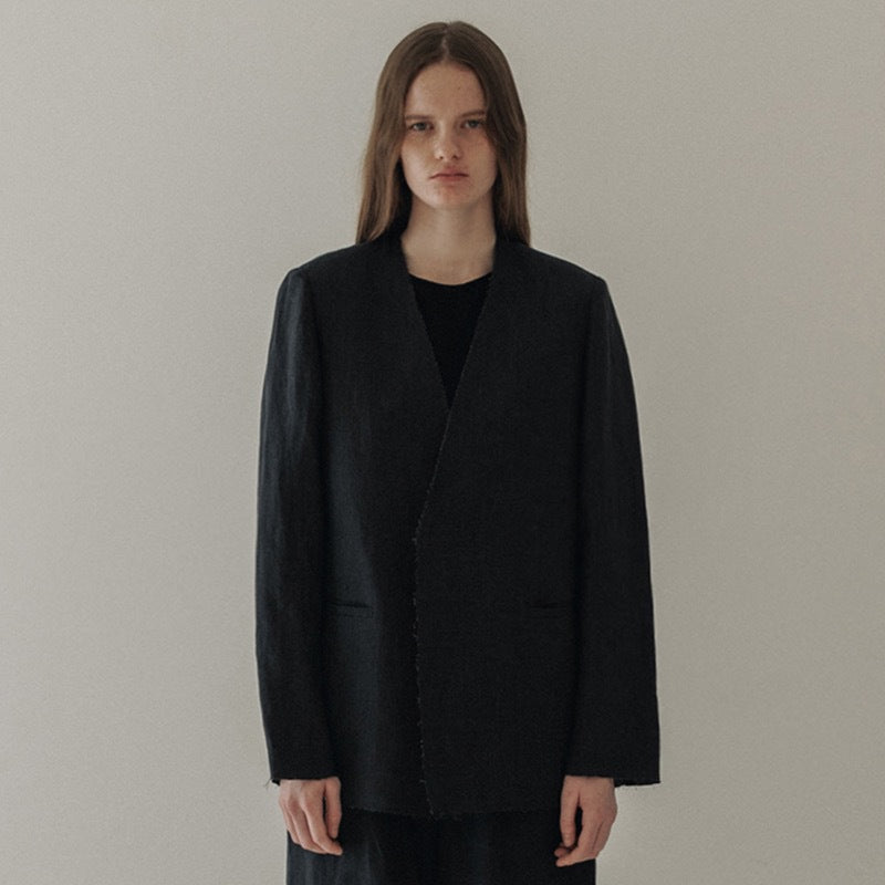 Femmes Élégant et Décontracté Blazer en Lin Sans Fermeture Chic & Stil