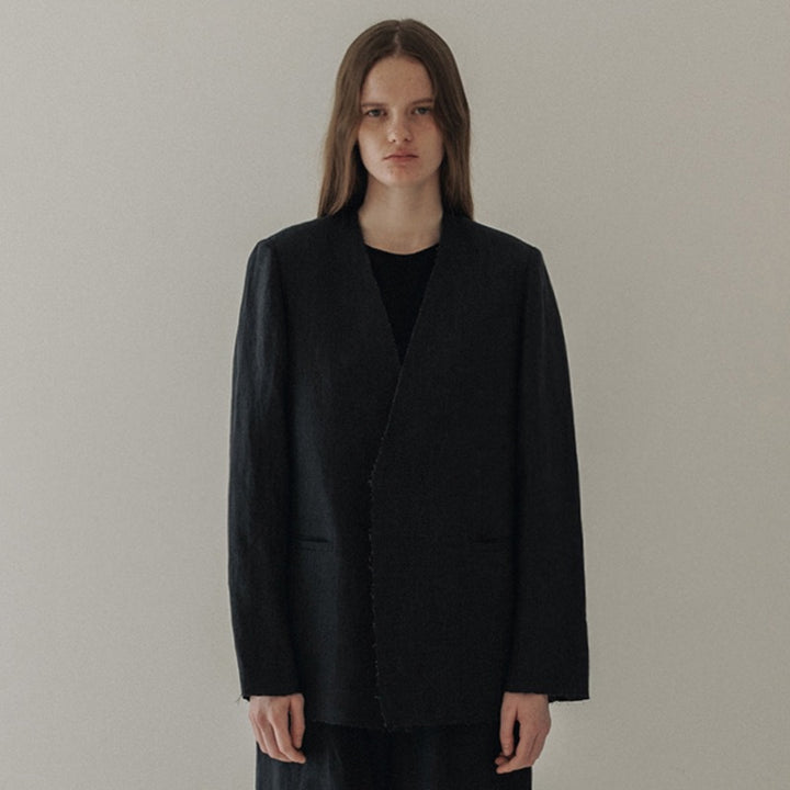 Femmes Élégant et Décontracté Blazer en Lin Sans Fermeture Chic & Stil