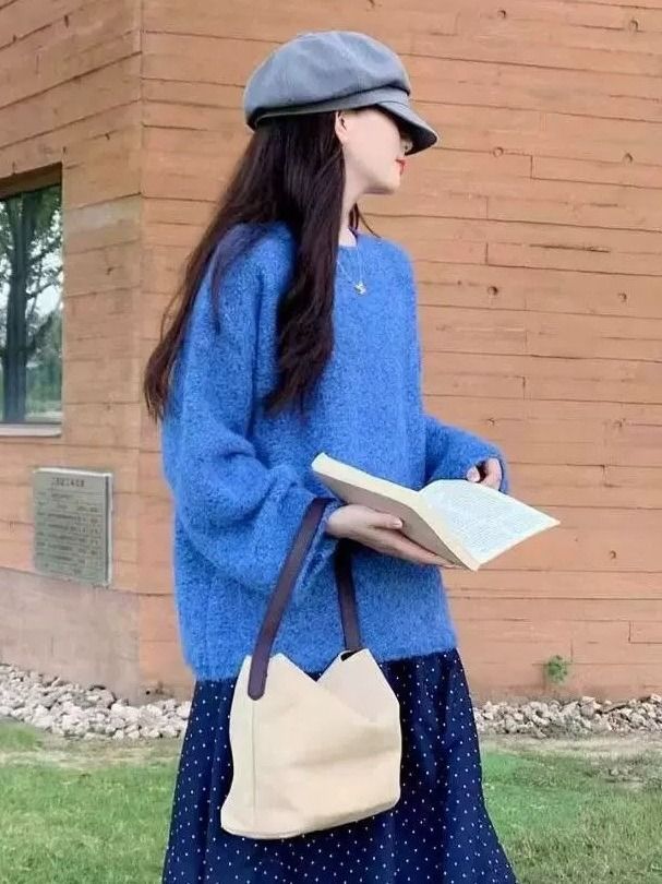Femme Pull Tricot Épais avec Coupe Lâche Chic & Stil