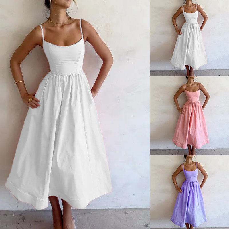Airy maxi dress for women with thin straps and an elastic waistband Lune London