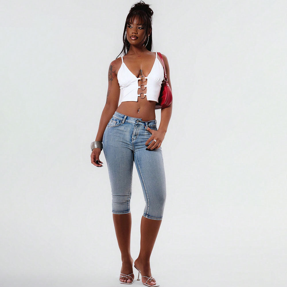 Chic & Stil Women's Court Top with Decorative and V-Shaped Loops