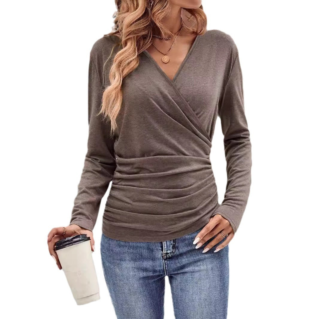 Women's Wrap Top Made of Soft Jersey with Figure-Hugging Cut Lune London