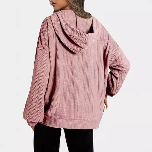 Ladies Oversized Hoodie with Chic Textured Design and Style