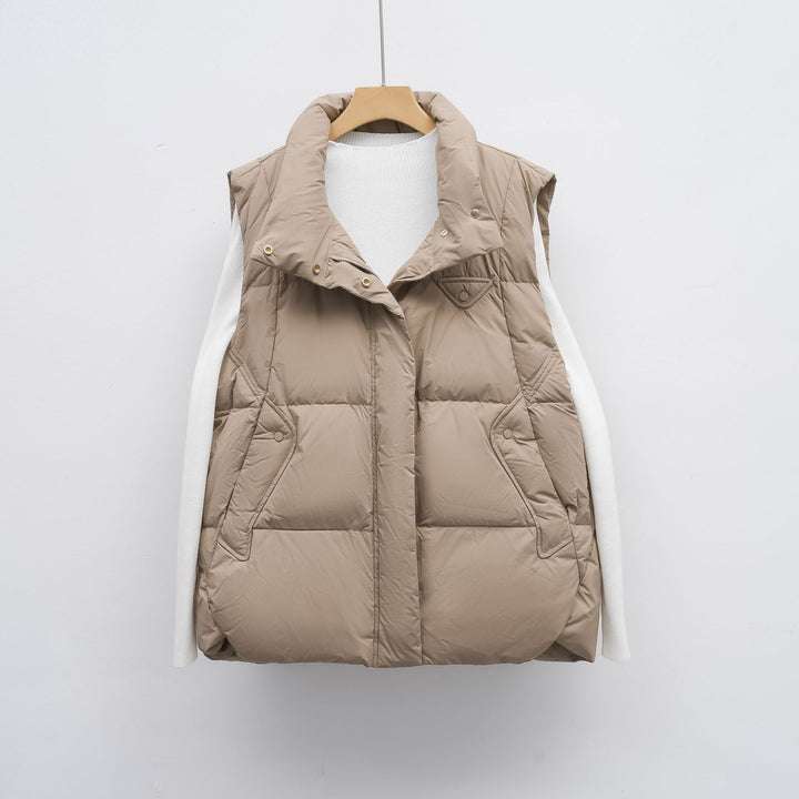 Quilted vest for ladies with high collar and practical pockets Lune London