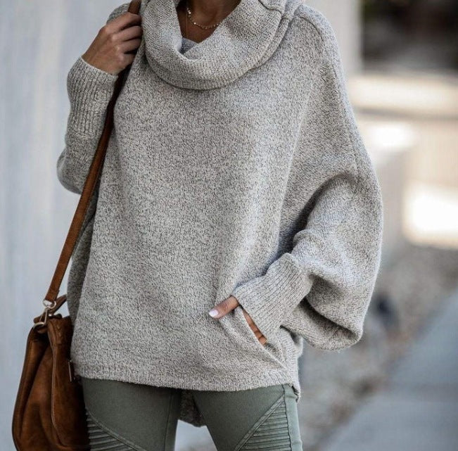 Ladies oversized knit sweater with turtleneck Lune London