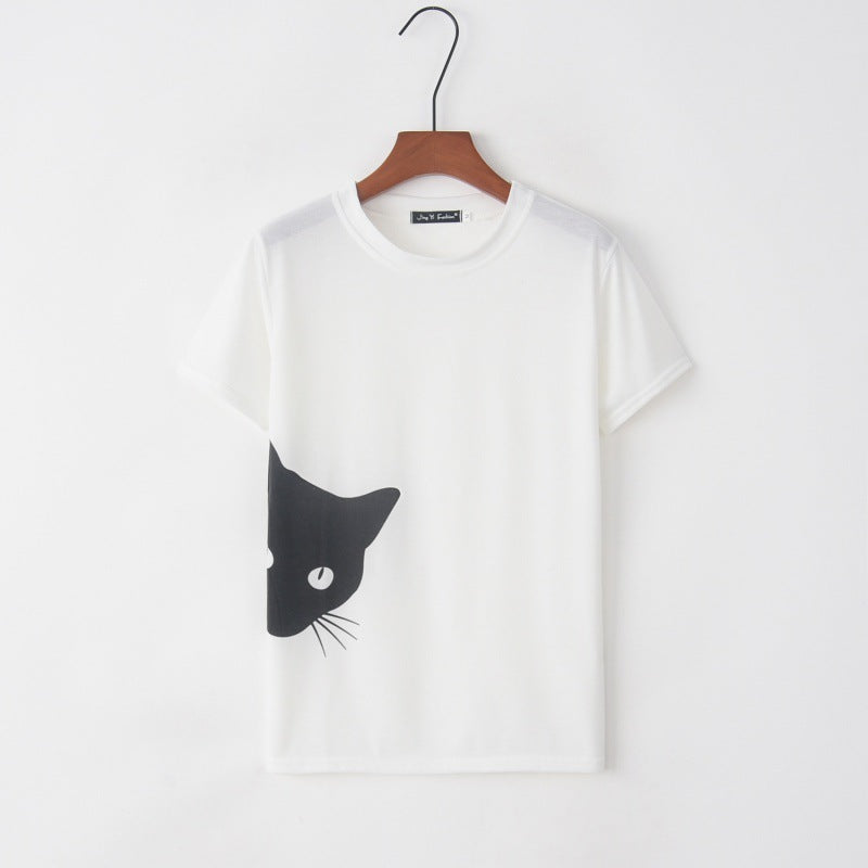 T-shirt femme avec design créatif de chat et coupe décontractée Chic & Stil