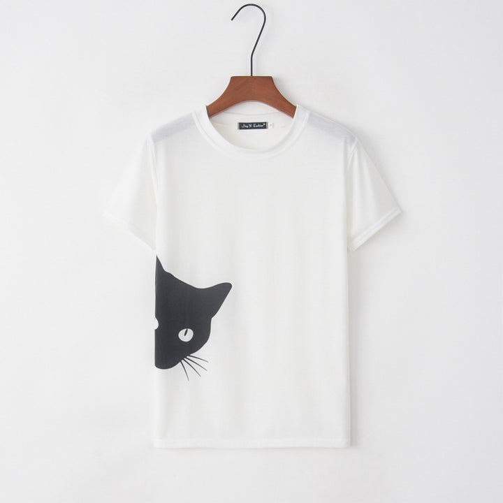 T-shirt femme avec design créatif de chat et coupe décontractée Chic & Stil