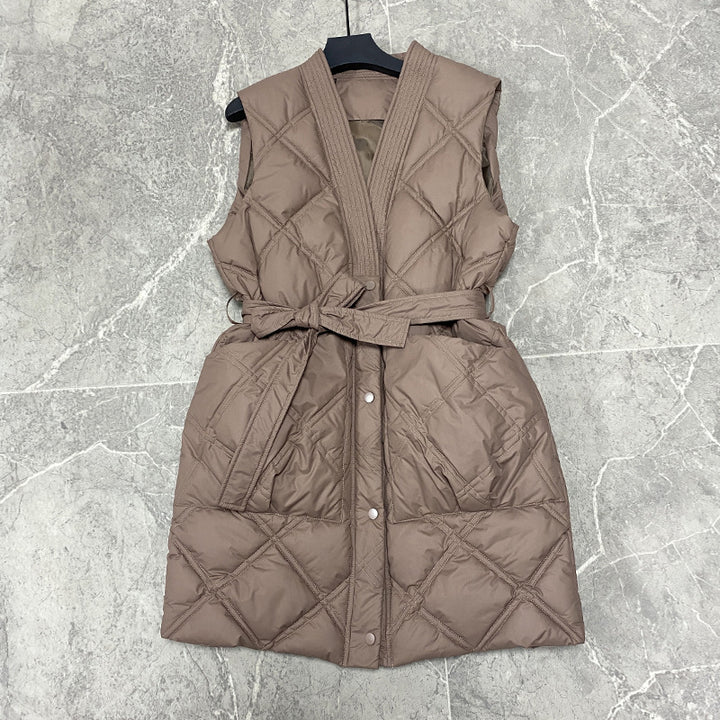 Quilted jackets for women with belt and high collar Lune London