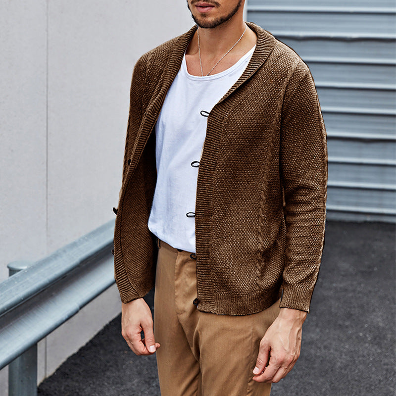 Casual knitted cardigan for men with a refined structure and an open fit Lune London