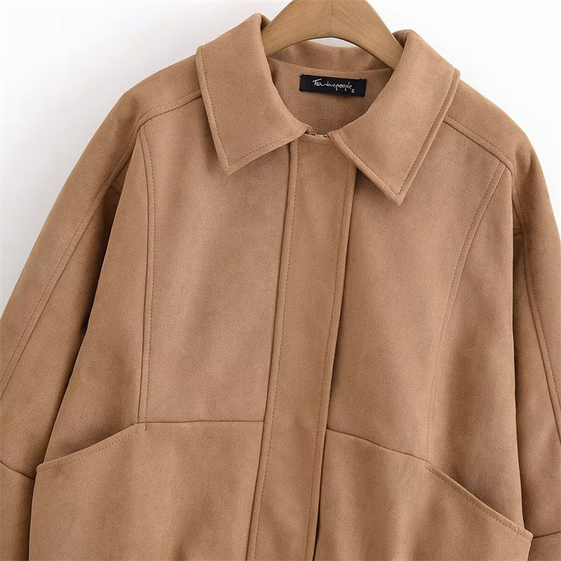 Casual synthetic leather jacket for women with practical flap pockets Lune London