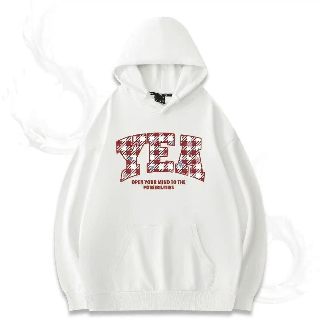 Women's Oversized Hooded Sweatshirt with Creative Writing Chic & Stil