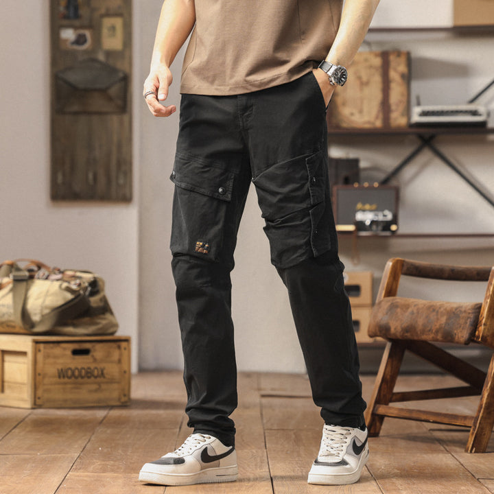 Pantalon cargo robuste pour hommes avec taille élastique et poches multifunctionnelles Lune London