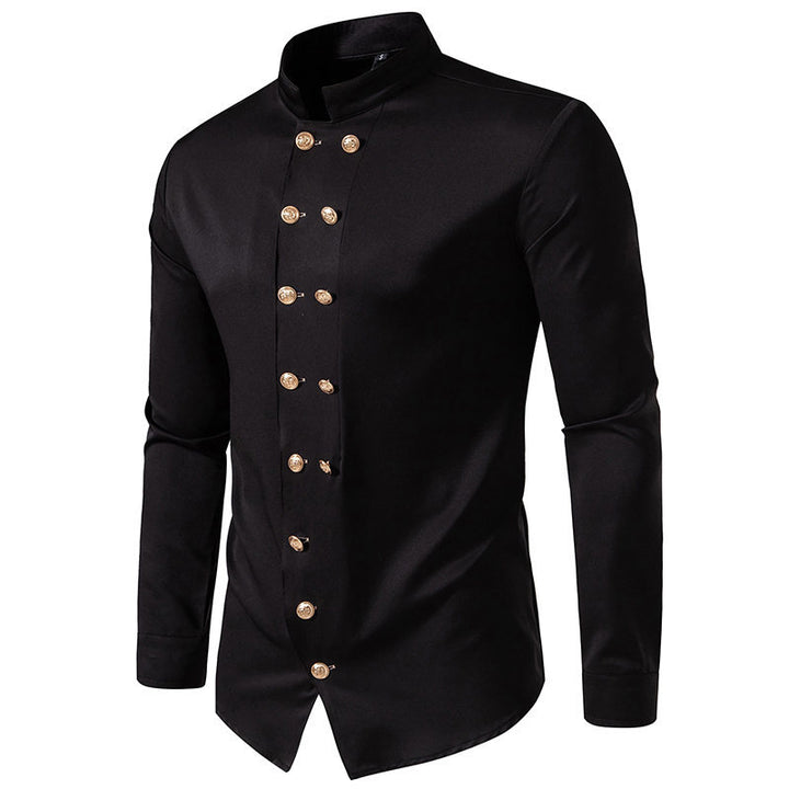 Elegant shirt for men with modern high collar and golden buttons Lune London