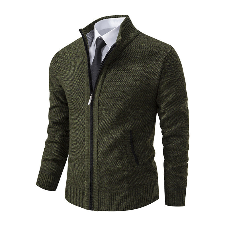 Men's knitted jacket with high collar and elegant zipper Lune London