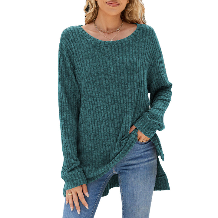 Lune London Ribbed Velvet Long Sleeve Casual T-Shirt for Women