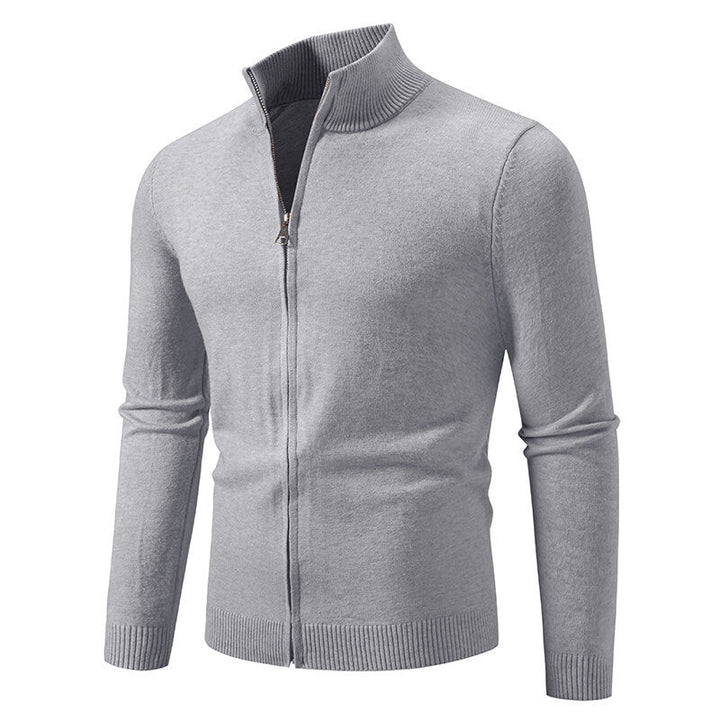 Men's Cardigan with Modern Stand-Up Collar and Functional Zipper Lune London