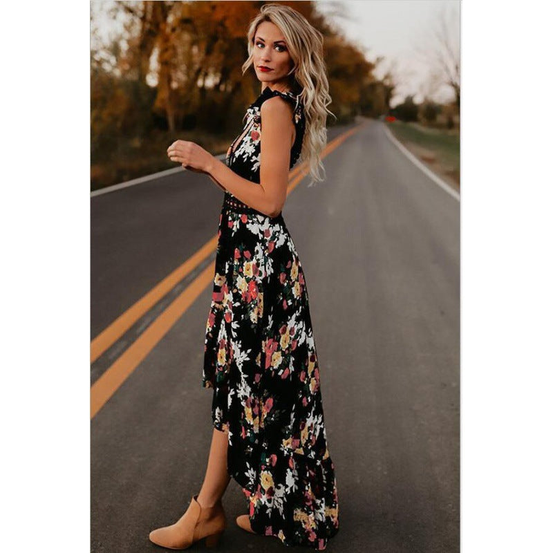 Robe maxi femme avec accents floraux et taille élastique Chic & Stil