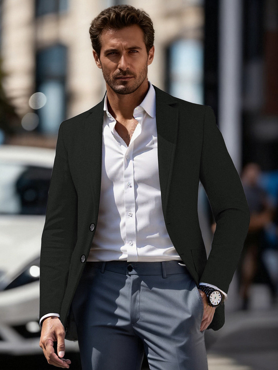 Elegant fitted business suit jacket for men Lune London