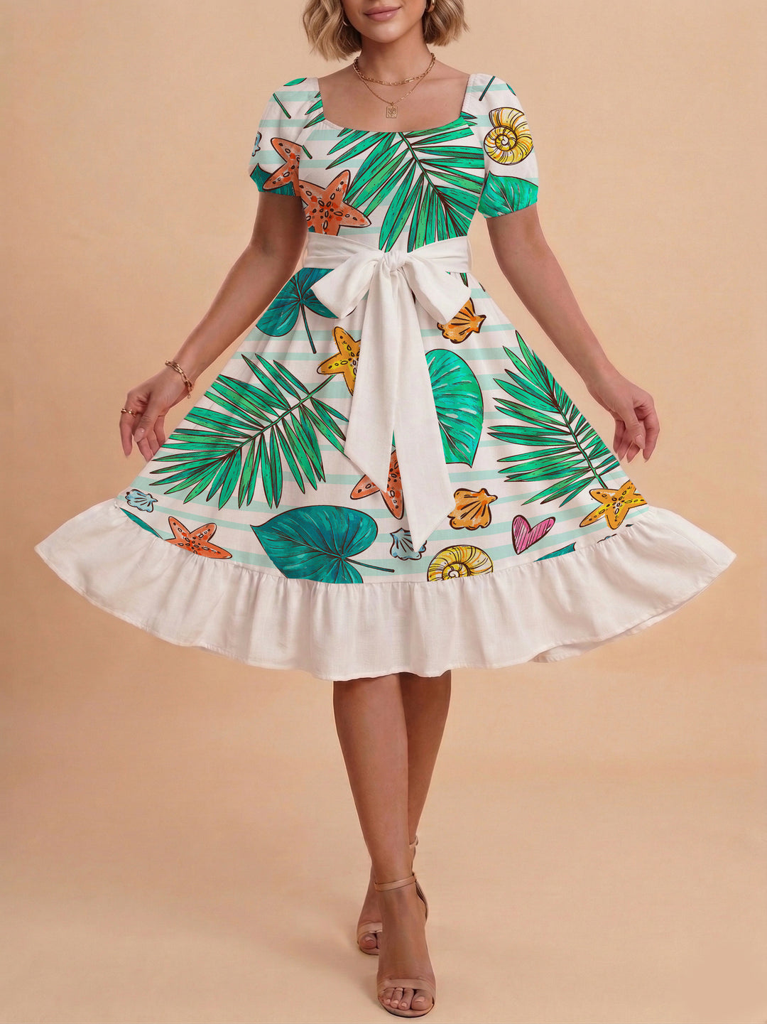 Women's dress with tailored fit and playful floral pattern Lune London