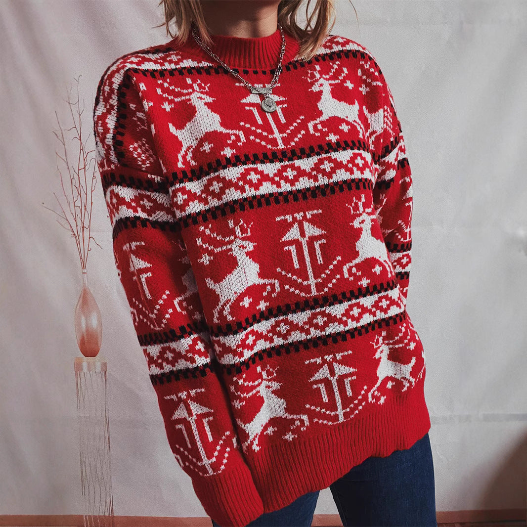 Christmas jumper for women with festive Norwegian pattern and round neckline Lune London