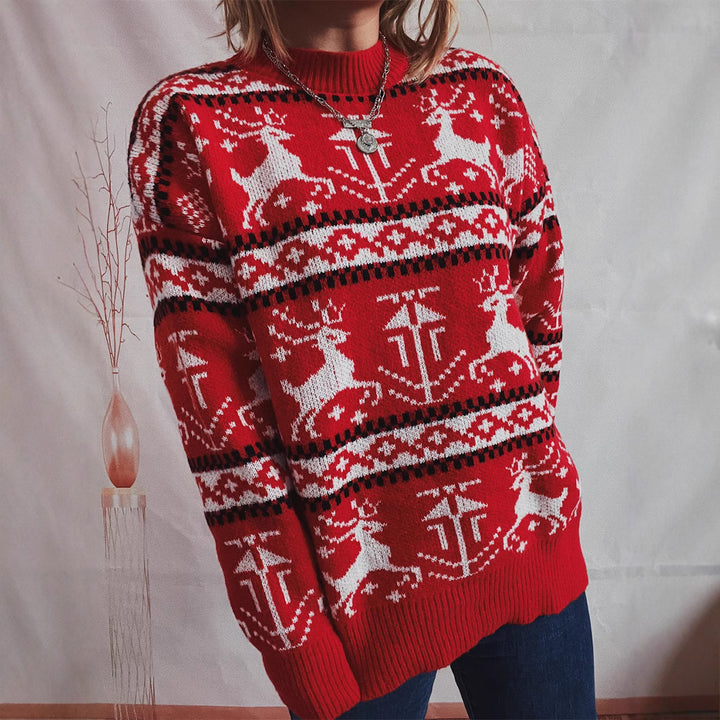 Christmas jumper for women with festive Norwegian pattern and round neckline Lune London