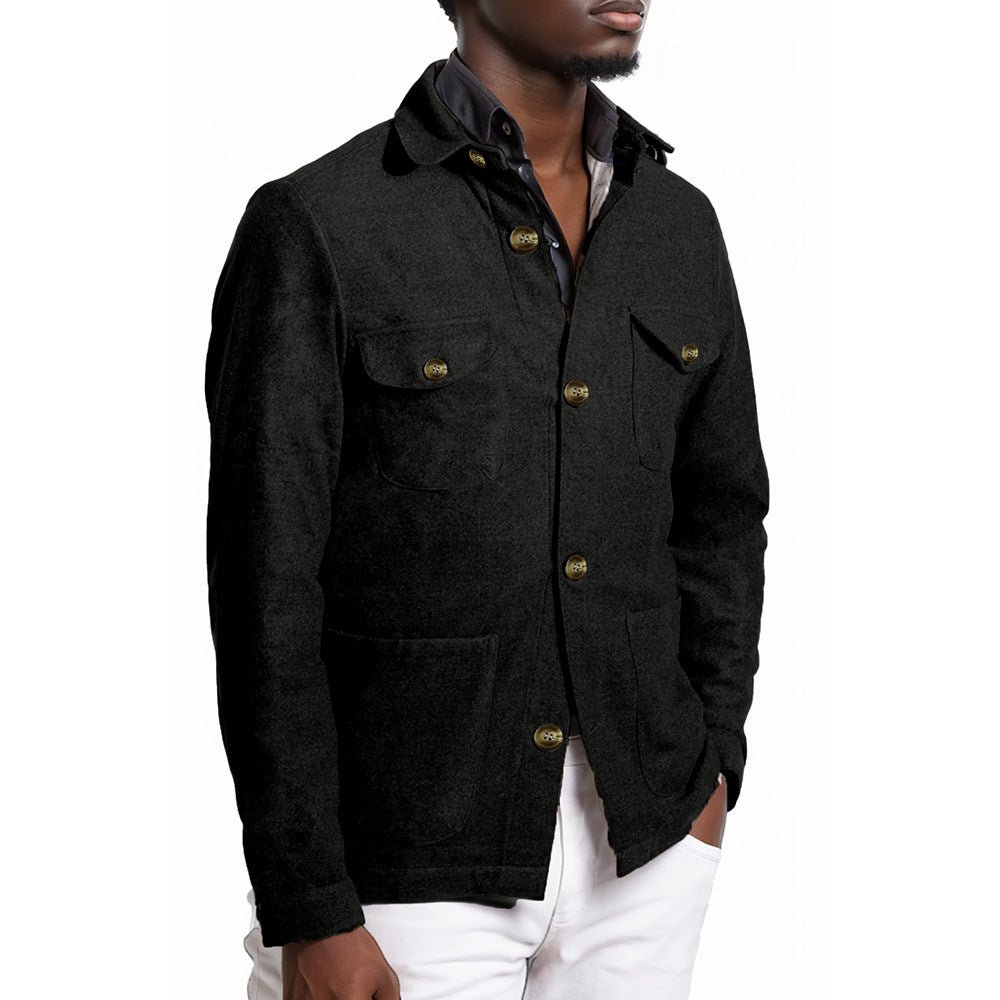 Modern utility jacket for men with practical high collar and applied pockets Lune London
