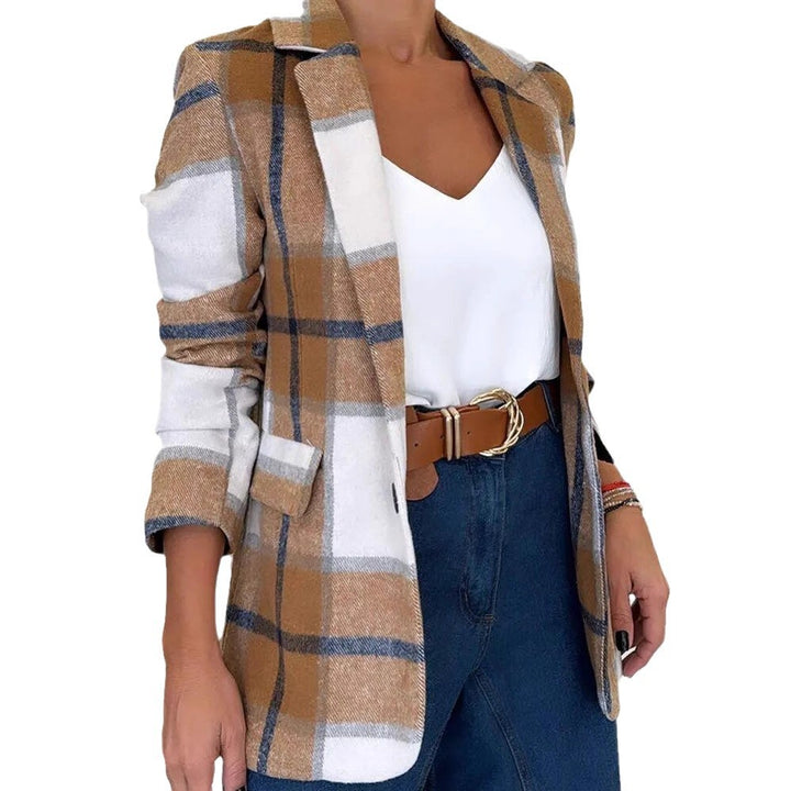 Checked blazer jacket for women in soft material with stylish elegant details Lune London