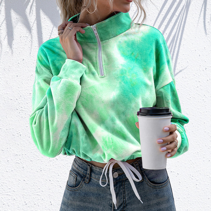 Fleece pullover with high neck and drawstring for women Lune London