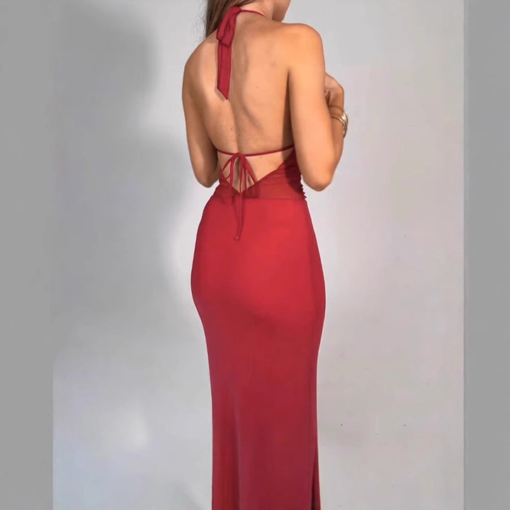 Elegant evening dresses for women with a deep V-neckline and fitted cut Lune London