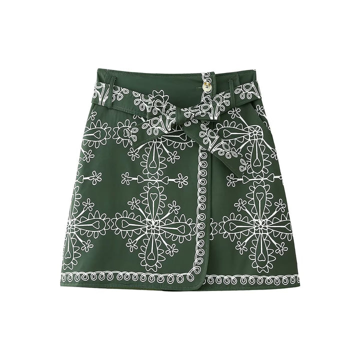 Wrap skirt for women with floral print and adjustable belt Lune London