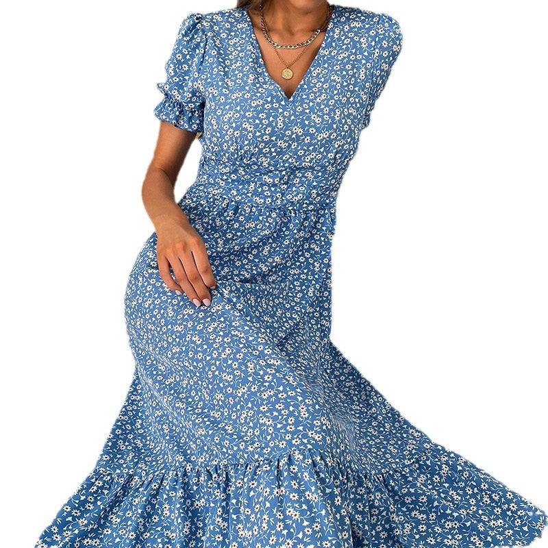 Floral wrap dress for women with ruffles Lune London