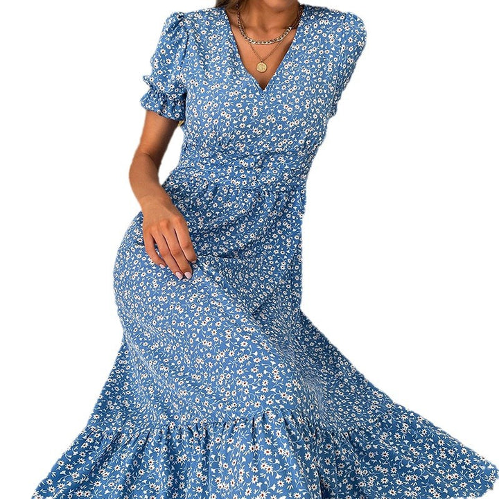 Floral wrap dress for women with ruffles Lune London