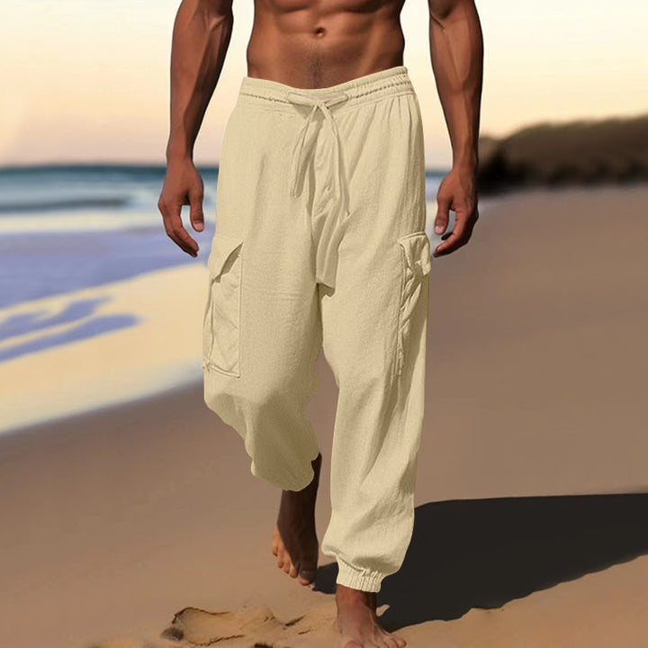 Casual cargo pants for men with elastic waistband and practical side pockets Lune London