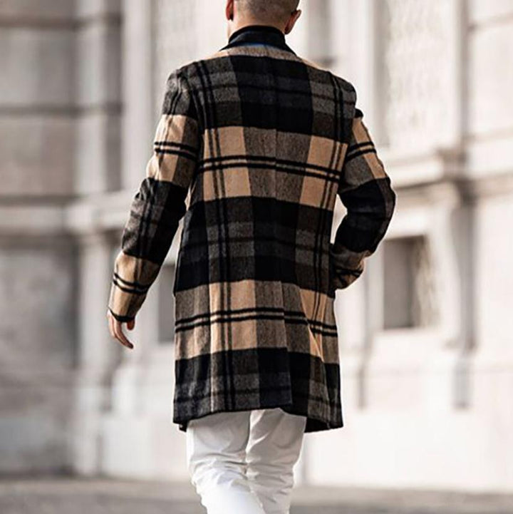 Elegant checkered coat for men with classic cut and double-breasted Lune London