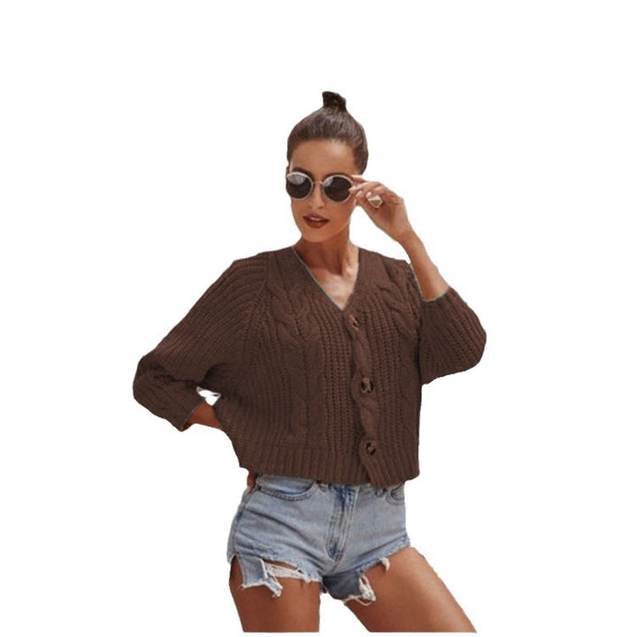 Thick knit jacket for women with decorative buttons and relaxed fit Lune London
